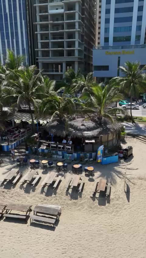 Paradise from above — beach tables