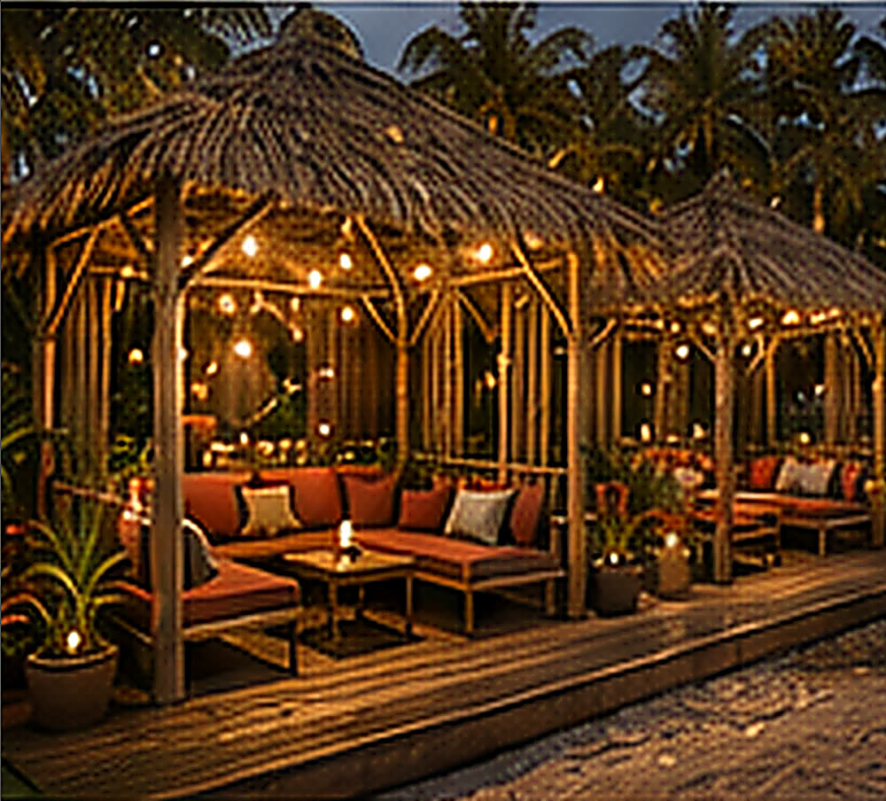 Cabanas at golden hour