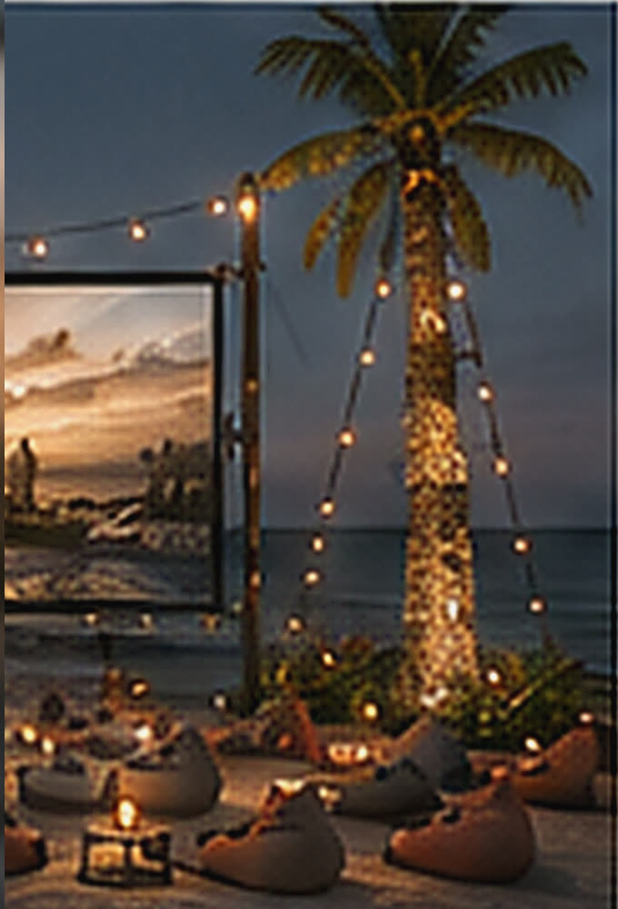 Beach cinema at night